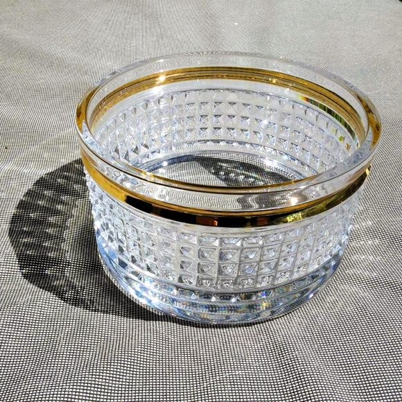 Eclectic Waterford Rebel 6" Wide Stud Crystal Gold Banded Heavy Designer Bowl - Picture 5 of 12